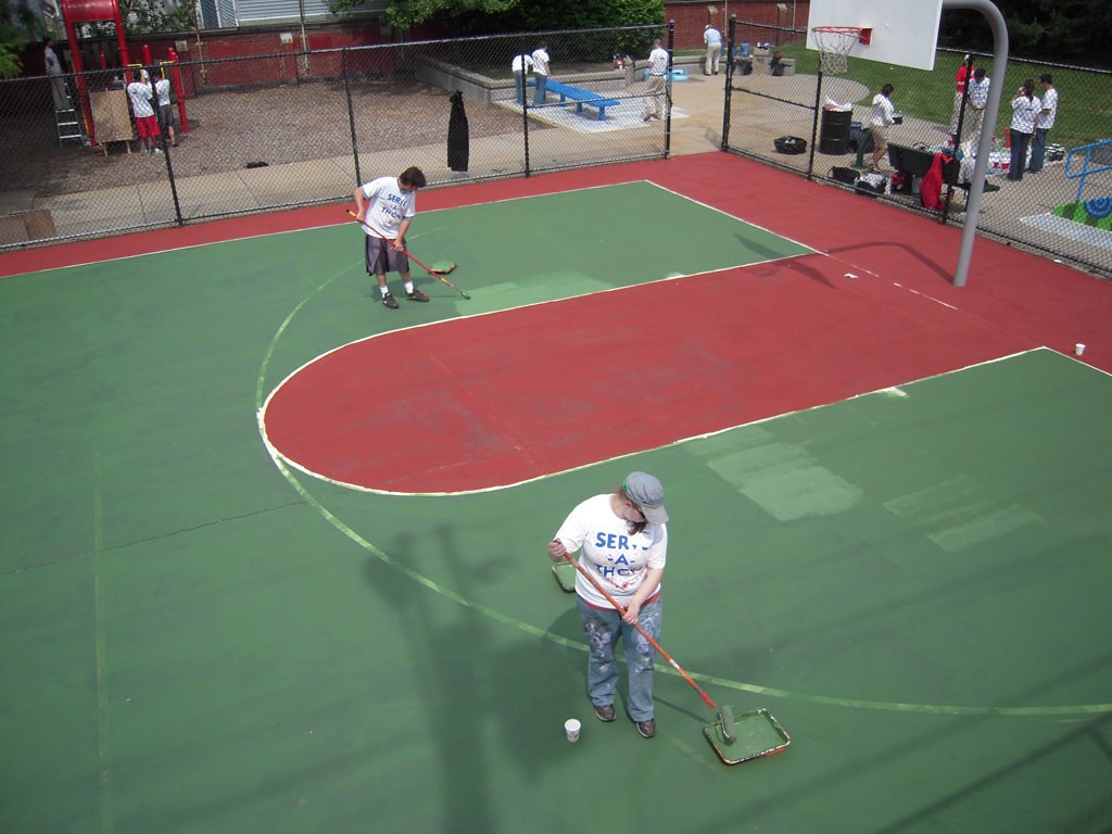 painting basketball court